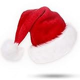 Jonami Weihnachtsmütze Nikolausmütze Plüsch. Weihnachtsmann Mütze Rot fur alle Erwachsene Einheitsgröße. Weihnachtszubehör
