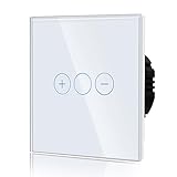 BSEED Dimmer Schalter 700W Berühren Sie den Wandlichtschalter Ausgeglichenes Glas Platten Funktioniert mit Dimmbaren LED-Lichtern 1 Fach 1 Weg Weiß