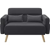 Yaheetech 2-Sitzer Sofa Clubsofa Kleines Polstersofa mit 2 Lendenkissen Modernes Sitzmöbel Loveseat Sitzfläche 96 × 51 cm für kleine Räume/Wohnzimmer/Schlafzimmer/Spielzimmer Grau