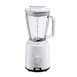 Braun Household PowerBlend 1 JB1050WH - Standmixer mit 1,5 l Glas-Mixaufsatz, Küchenhelfer zum Zerkleinern, Pürieren & Mixen, Ice-Crush-Funktion, 2 Geschwindigkeiten, 600 Watt, Weiß