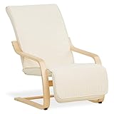 Homestyle4u 2406, Relaxsessel mit Liegefunktion Schwingstuhl mit Armlehne Schwingsessel Wohnzimmer Bezug Beige Creme