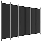 vidaXL Paravent 6-TLG. Raumtrenner Raumteiler Trennwand Umkleide Sichtschutz Spanische Wand Wohnzimmer Schlafzimmer Schwarz 300x200cm Stoff