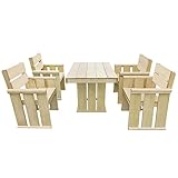 Youuihom Patio Lounge Stuhl Gartentisch und Stühle Set Esstischset für draußen 5-TLG. Garten-Essgruppe Hochwertiges Imprägniertes Kiefernholz Geeignet für Garten, Hinterhof, Rasen, Poolbereich