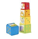 Fisher-Price Stack & Explore Blocks - 5 Würfel mit Strukturen, Figuren, Zahlen und Gegenständen zum Stapeln, Ineinanderstecken und Entdecken, für Kinder ab 6 Monaten, CDC52