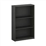 Furinno JAYA Simple Home Bücherregal mit 3 Ebenen und verstellbarem Regal, Schwarzholz, Schwarz