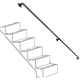 Outdoor Handlauf Handlauf - Komplettes Kit Professionelles industrielles Treppengeländer-Kit, mattschwarzes Schmiedeeisenrohrgeländer für Treppen, Flure, Hausgeländer, Treppengeländer (Größe:6.1 m) ()