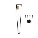 MORIA Hairpin Leg 1 Stück | Möbelfüße, Tischbeine von 10 bis 80 cm | für Schrank, Hocker, Nachttisch, Couchtisch | Tischfüße mit Bodenschoner und Schrauben | 80 cm - 3 Streben (Metall, Schwarz)