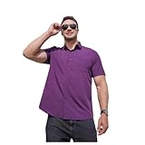 BERCIELY Muskelshirt Herren Sommer Fitness Atmungsaktiv Poloshirt Herren Stretch Dünn Einfarbig Revers Sportshirt Herren Draussen Temperament Komfortabel Klassisch Tops Herren G-Dark Purple L