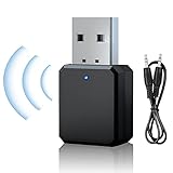 HENGBIRD Auto USB Bluetooth EmpfäNger 5.1 mit 3,5 mm AUX, USB-Schnittstelle Plug & Play, Eingebautem Mikrofon, Plug and Play, Dual Verbindung, Geeignet füR Auto/PC/TV/Kabelgebundene Lautsprecher Usw