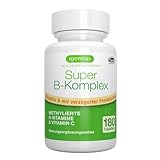 Vitamin B Komplex Hochdosiert - Methylierte B Vitamine mit Folat, B6, B1 & B12 - alle 8 in bioaktiven Formen plus Vitamin C, Depotwirkung, vegan, 180 Tabletten, von Igennus