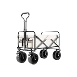 VducK Klappbarer Outdoor-Trolley, größerer Kapazitäts-Garten-Strandwagen auf Rädern, Camping-Picknickwagen mit verstellbarem Griff