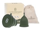 Cotonemio Menstruationstassen-Set Mit Sterilisator (3er-Pack) 100% Medizinisches Silikon Nachhaltig Ohne BPA, Plastikfrei Bis Zu 12 Stunden(Menstruationstasse Sterilisator Baumwollbeutel) (S)