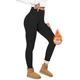 HIPOWER Thermo Leggings Gefüttert Damen Winter Verdickte Thermoleggins Warm Plüsch Fleece Leggins High Waist Blickdicht Thermostrumpfhose für Outdoor Freizeit（Schwarz,S