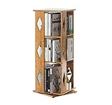 Bücherschrank Bücherregal 360 Grad Drehbares Bücherregal, Mehrschichtiger Boden, Student, Einfaches Bambus-Bücherregal Für Bücherregale Im Home-Office-Dekor Bücherregale Buchregal(3 Tiers)