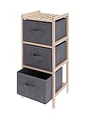 Spetebo Holz Standregal mit 3 Stoff Schubladen - 65 cm - Badregal Holzregal Ablage Regal