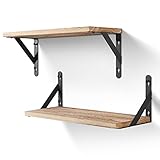 AGM Wandregal Holz, Regal Wand 2er Set, Dekorativ Regale für Wände, Tiefe 15cm, Länge 42.5cm Wandboard für Wohnzimmer, Schlafzimmer, Badezimmer, Küche, Büro