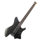 EART GW2-SE Kopflose E-Gitarre mit Eart Standard Artones-H2SE Pickups Set, Indien Palisander Griffbrett, Knochenmutter(Schwarz)