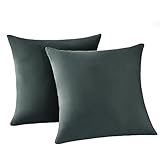 RUIKASI Kissenbezug 80 x 80 2er Grau - Kopfkissenbezug 80x80 Anthrazit Kissen Bezug 80x80cm mit Reißverschluss aus Mikrofaser, Polsterbezug Doppelpack Set Pillow Case Pillow Cover