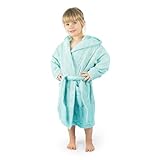 Ehrenkind® Bademantel Kinder mit Kapuze 100% Bio-Baumwolle | Kinderbademantel | Junge Mädchen | Größe 110/116 Poolblau