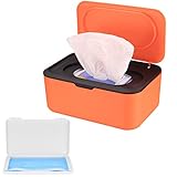 Feuchttücherbox, Taschentuchboxhalter, Babyspenderboxhalter, Feuchttücher mit Deckel, mit Aufbewahrungsbox (schwarz und orange)