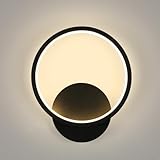 Riserva Wandleuchten LED Innen Modern,12W Wandlampe Wandbeleuchtung Runde Wandstrahler Warmweiß für Schlafzimmer Wohnzimmer Flur Treppenhaus, Schwarz