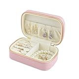 Oxxggkao Kompakte Kleine Schmuck Aufbewahrungsbox 2 Schichten PU Ohrringe Halsketten Armbänder Mädchen Frauen