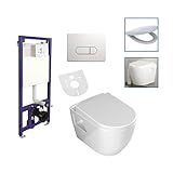 Aloni Wand/Hänge WC Toilette Softclose-Deckel Vorwandelement Betätigungsplatte