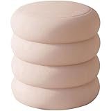 Gepolsterter Hocker aus Stoff mit unsichtbarem Drehfuß, Pouf, Fußhocker für Schlafzimmer, Wohnzimmer, Garten, Balkon, Frisiertisch, Hocker, Büro, Ottomane (Farbe: Rosa)