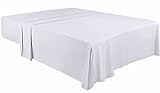 Utopia Bedding - Bettlaken ohne Gummizug - Betttuch 266 x 259 cm - Laken für Bett 150 x 200 cm - Flaches Blatt weiche gebürstete Mikrofaser - Weiß