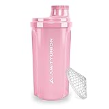 Protein Shaker 700 ml „Heaven“ auslaufsicher, BPA frei mit einklickbarem Sieb & Skala für Cremige Whey Shakes, Gym Fitness Becher für Isolate & Sport Konzentrate, Eiweiß Shaker, Original in Coral Pink