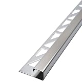 Dalsys Fliesenschiene Eckprofil Quadratprofil Edelstahl Gebürstet 2,5m x 8mm, 1 Stück, Fliesenprofil