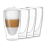 DUOS® Latte Macchiato Gläser Set 4x400ml, Doppelwandige , Kaffeegläser, Teegläser, Cappuccino, Eiskaffee Gläser Thermogläser Espressotassen Glas