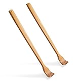 2 Stück Holz Rückenkratzer, Kratzhand Rückenkratzer, für Sofortige Linderung von Juckreiz Körper Entspannung, Back Scratcher with Long Handle (Holzfarbe)