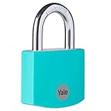 Yale - YE3B/32/116/1/TE Standardsicherheit 32 mm Aluminium Vorhängeschloss - türkis - offener Stahlbügel - 3 Schlüssel