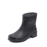 Tymar Damen Kurze Gummistiefel Matt Kurzschaft Regenstiefel Boots Outdoor Gartenschuhe Halbhohe (38 EU, Schwarz)