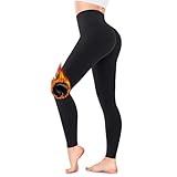 FuelMeFoot Thermo Leggings Damen Gefüttert Fleece High Waist Thermounterwäsche Warm Lang Strümpfhose Blickdicht Winter.01-Schwarz S/M