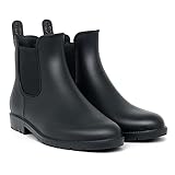 Geweo Gummistiefel Damen Halbhoch Chelsea Herren Wasserdicht Regenstiefel Frauen Atmungsaktiv Stiefel Gummi Kurzschaft Flach Dicke Sohle Arbeitsstiefel Schwarz Gr. 39