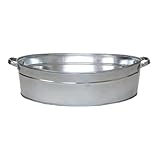 Rivanto® Zink Wanne mit Griffen, oval, Größe L, Wasch Wanne, 59 x 45 cm, Höhe 15 cm, Wasser Wanne für Garten, Terrasse & Balkon