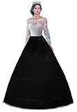 Petticoat Reifrock Kürzen Unterrock 2 Reifen Krinoline Lang Vintage Unterröcke Für Damen Mädchen Brautkleid Hochzeitskleid Mittelalterliches Viktorianisches Kleid Kostüm Ballkleid(Schwarz,38)