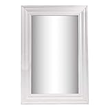 DRULINE Wandspiegel Badspiegel 56x38/38x56cm Spiegelrahmen Spiegel Stabiler Rückwand Rahmenleiste Dekospiegel aus Hoiz Dekoration für Badezimmer, Schlafzimmer,Flur, Wohnzimmer Weiß
