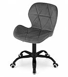 NMK HOME Bürostuhl ohne Armlehne - Schreibtischstuhl Ergonomisch - Drehstuhl mit Rollen mit Geometrischer Polsterung und Verchromtem Fuß
