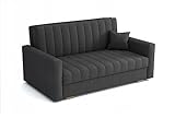 MEBLE-LUX - Sofa mit Schlaffunktion und Bettkasten Zanzibar I Sofa 3 Sitzer 153 cm Breit I Schlafsofa mit Bettkasten I Couch mit Schlaffunktion Klein I Grau