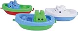 Lena 65470 - Wasserspaß Boote, 3er Set, Badeboote aus Kunststoff, Wasserspielzeugset für Kleinkinder ab 1 Jahr, 3 schwimmende Spielzeugboote mit Anhängekupplung, für Badewanne, Pool und Sandkasten