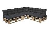 POKAR Palettenkissen Palletenauflagen Palettenpolster Palettensofa Palettenmöbel 8er Set: Sitzkissen 120x80 + Rückenlehne 120x40, Anthrazit