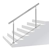 Aufun Treppengeländer Edelstahl Handlauf Geländer für Treppen, Innen und Außen, Balkon, Brüstung, Silber, Länge: 120cm, ohne Querstreben