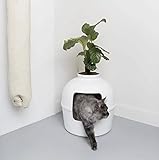RHRQuality Katzentoilette Flower XXL unsichtbare Katzenklo mit Deckel 51Ø x 55cm (Weiß)