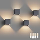 Klighten 4 Pack LED Wandleuchte mit Austauschbarer G9 LED Lampe Warmweiß 3000K, Aluminium LED Wandlampe Innen/Aussen Einstellbar Abstrahlwinkel aussenbeleuchtung für für Wohnzimmer Garten, Anthrazit