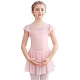 Aiseyi Ballettkleidung Mädchen Ballettkleid Kurzarm Ballett Trikot Baumwolle Ballett Tutu Ballettanzug Balettkleider Tanzkleid