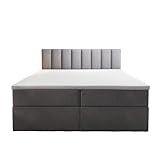 Palermo Boxspringbett mit Bettkästen H3 Matratze mit Topper (Grau, 140 x 200 cm)