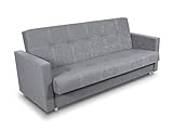 SuedineSchlafsofa Bettsofa Dave - Sofa mit Schlaffunktion und Bettkasten, Bett, Farbauswahl, Schlafcouch, Couch vom Hersteller, klick-Klack (Grau (Suedine 06))